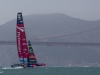 Emirates Team New Zealand in front of the Golden Gate Bridge