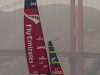 Emirates Team New Zealand in front of the Golden Gate Bridge
