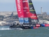 Team New Zealand at full speed in front of Alcatraz.