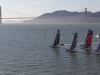 The AC 45 fleet in front of the Golden Gate Bridge